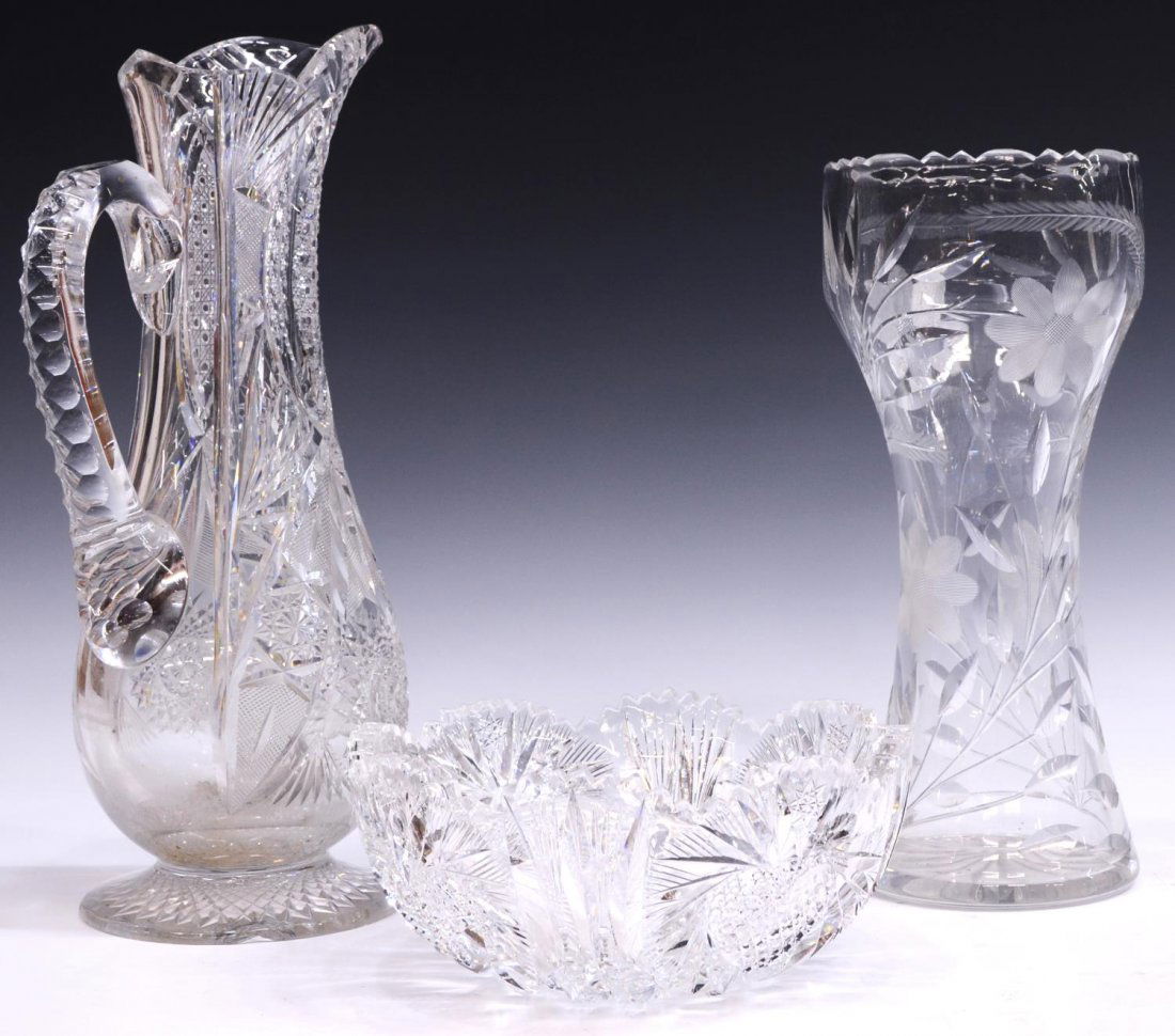 (3) AMERICAN BRILLIANT PERIOD CUT GLASS ITEMS (1 of 4)