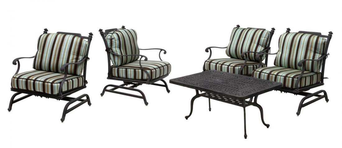 (5) ALUMINUM PATIO DECK CHAIRS & COFFEE TABLE (1 of 5)