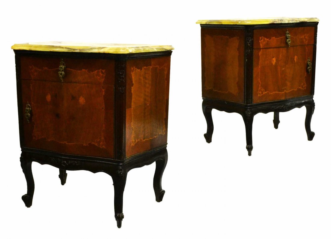 (2) FRENCH MARQUETRY BEDSIDE CABINETS (1 of 5)