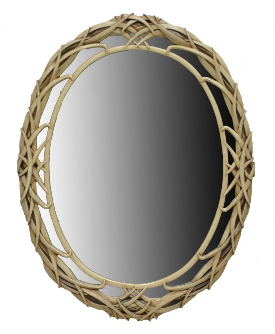 CONTEMPORARY PAINTED FAUX BAMBOO LEAF MIRROR (1 of 1)