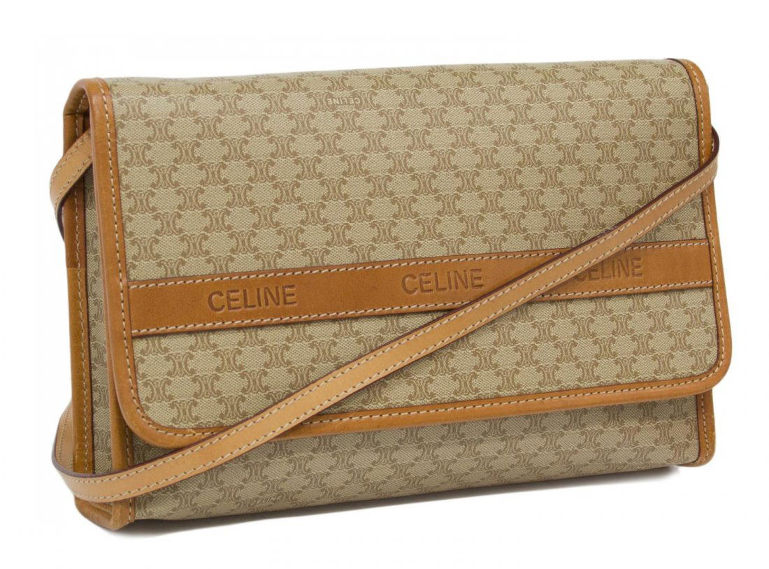 CELINE BEIGE MONOGRAM CANVAS & LEATHER PURSE (1 of 8)