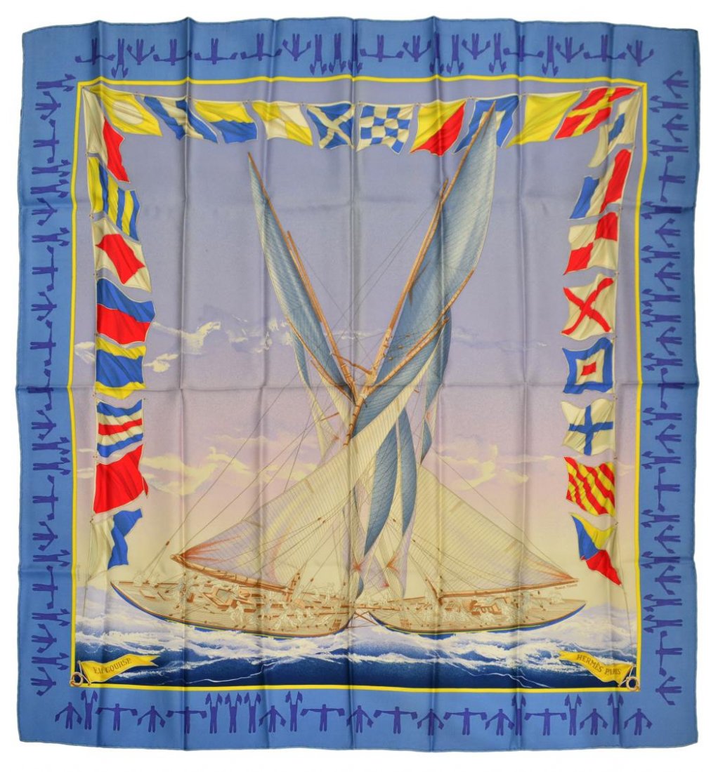 HERMES EN COURSE SILK NECK SCARF (1 of 5)
