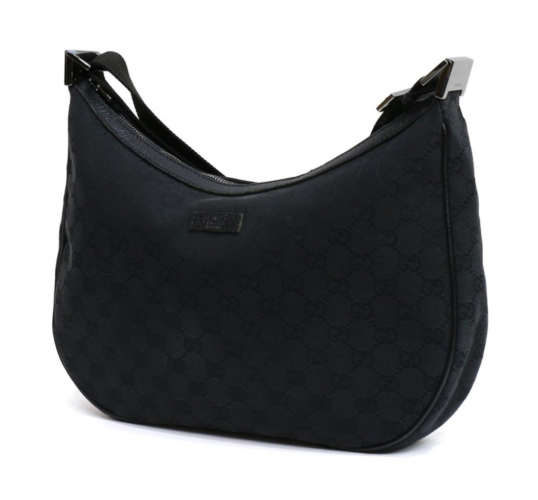 GUCCI BLACK MONOGRAM CANVAS SHOULDER BAG (1 of 5)