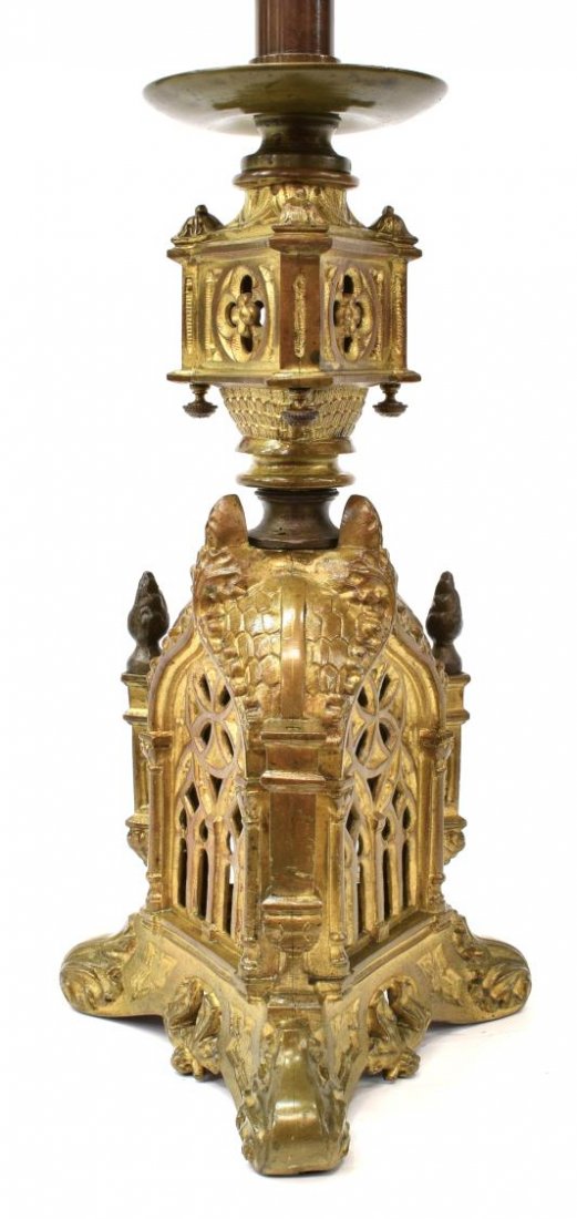 LARGE CONTINENTAL GILT METAL ARCHITECTURAL LAMP (1 of 2)