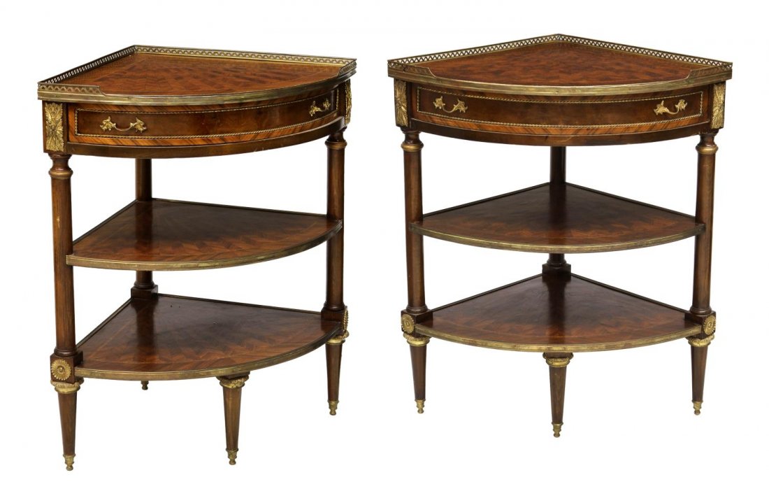 (2) FRENCH LOUIS XVI STYLE PARQUETRY CORNER TABLES (1 of 4)
