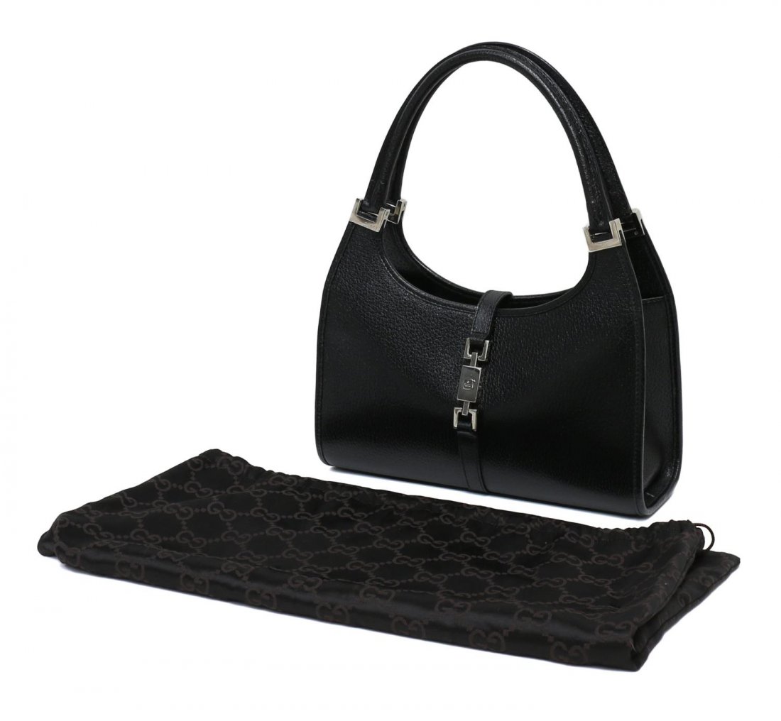 GUCCI JACKIE BLACK GRAINED LEATHER PURSE (1 of 6)