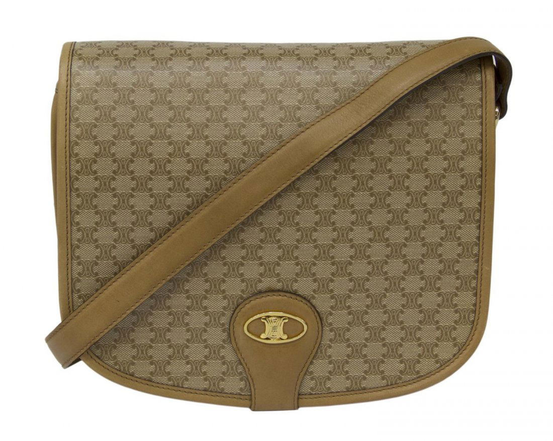 CELINE TAN MONOGRAM CANVAS & LEATHER PURSE (1 of 8)