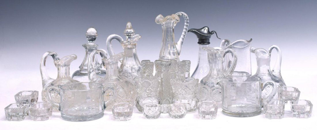 (29) CUT & PRESSED GLASS CRUETS, TOOTHPICKS, ETC (1 of 6)