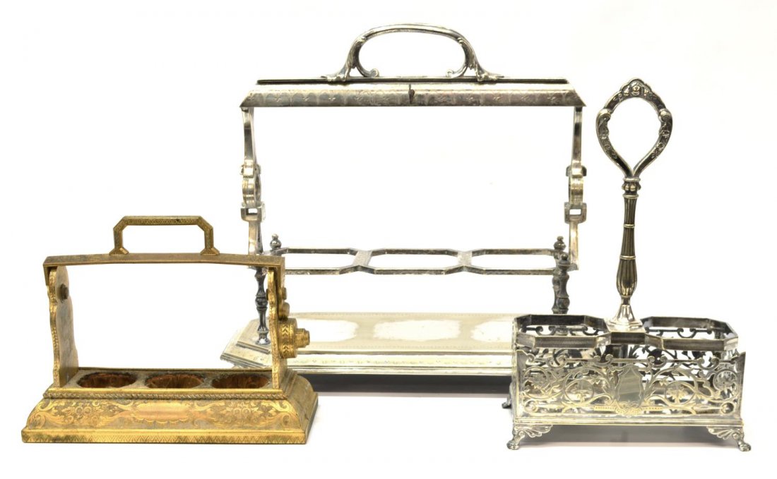 (3) ENGLISH SILVERPLATE TANTALUS & CRUET STAND (1 of 7)