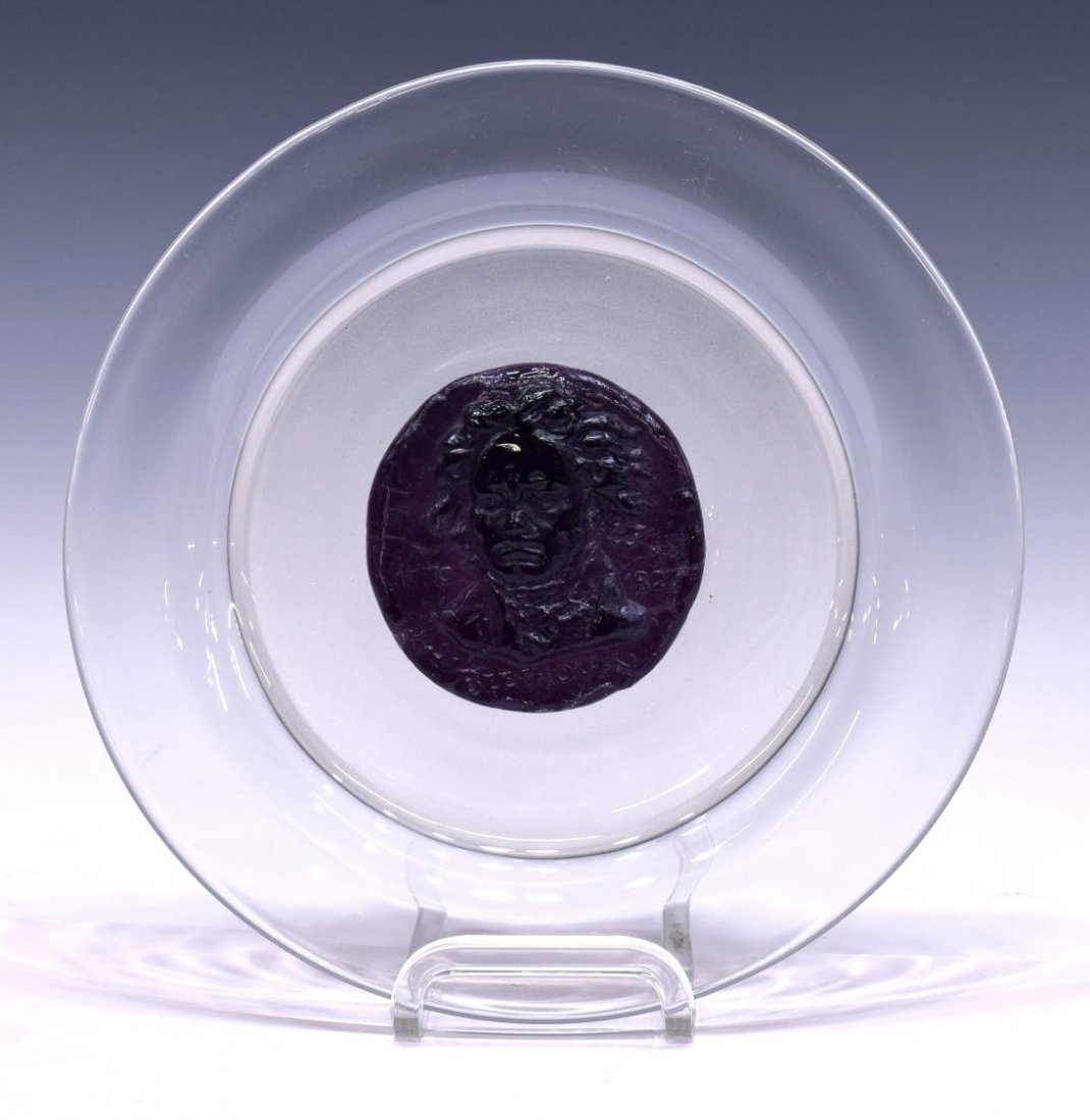 DAUM PATE-DE-VERRE ART CRYSTAL BETHOVEN PLATE (1 of 5)