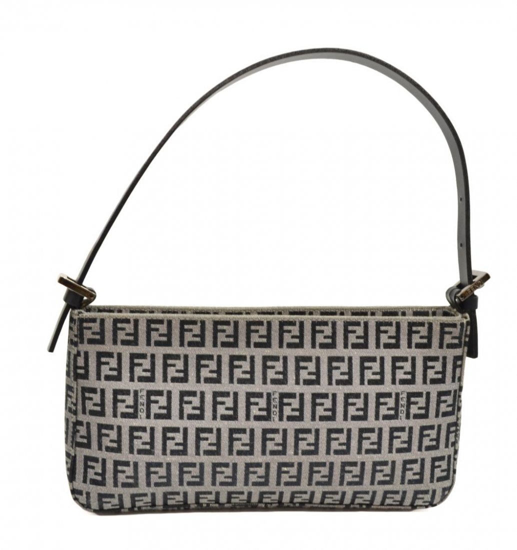FENDI NAVY MONOGRAM CANVAS SHOULDER BAG (1 of 8)