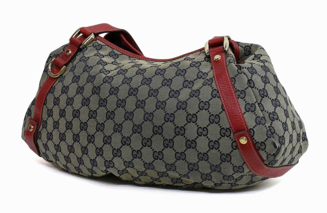 GUCCI MONOGRAM CANVAS & RED LEATHER 'ABBEY' BAG (1 of 5)