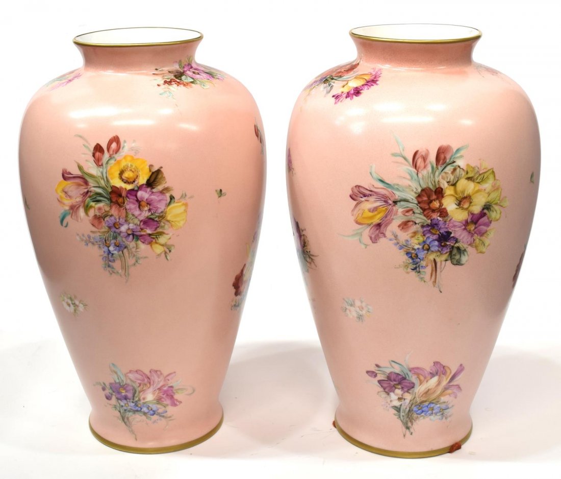 (2) LARGE LIMOGES PAINTED PORCELAIN VASES (1 of 6)