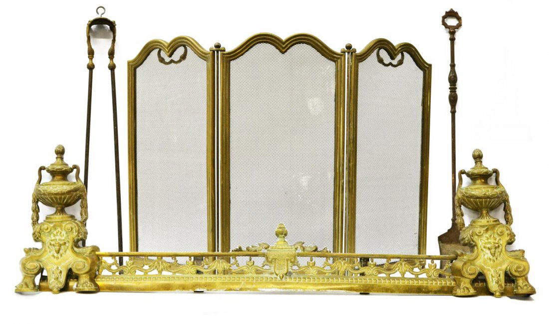 (4) CONTINENTAL FIREPLACE CHENETS AND SCREEN (1 of 9)