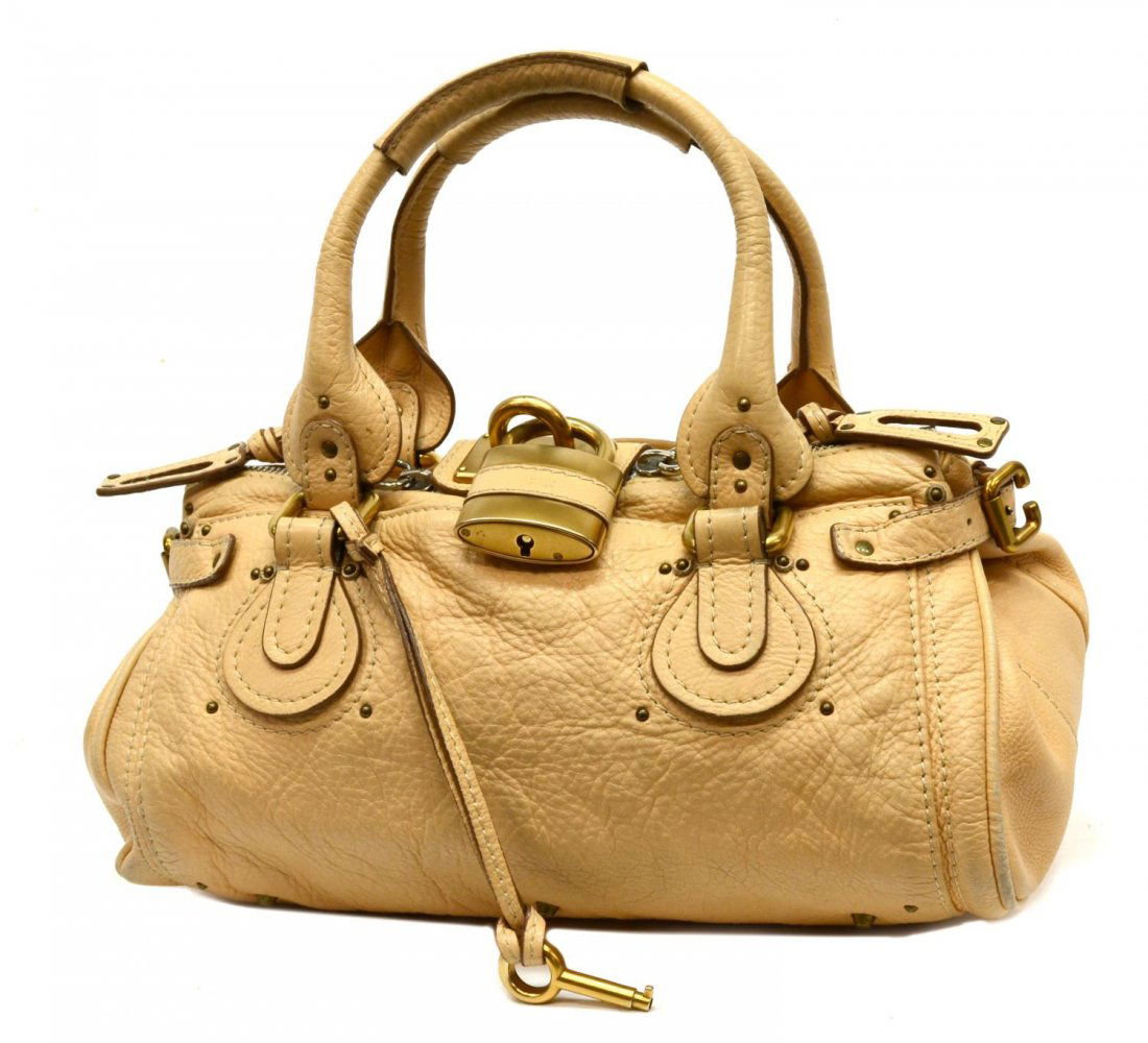 CHLOE PADDINGTON MM APRICOT LEATHER LOCK HANDBAG (1 of 5)