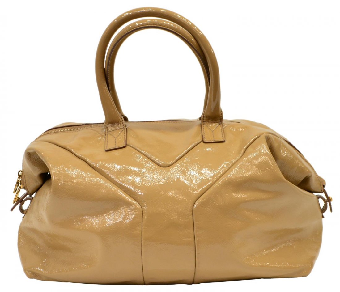 YVES SAINT LAURENT BEIGE PATENT LEATHER HANDBAG (1 of 5)