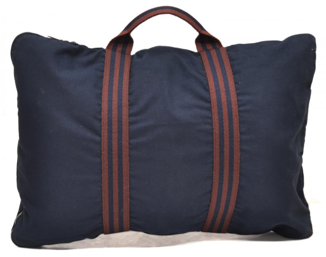 HERMES BLUE & BROWN ZIPPED HANDLED TOTE BAG (1 of 8)