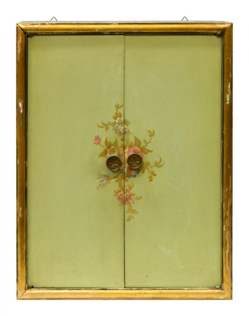 CONTINENTAL PAINTED WALL CABINET, 20TH C. (1 of 3)