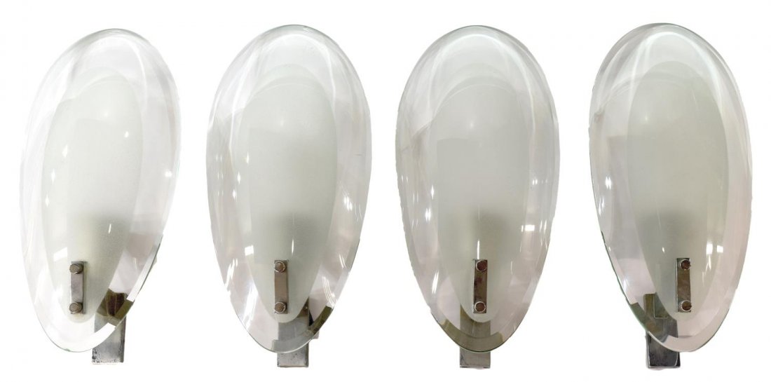 (4) ITALIAN DESIGN FROSTED GLASS WALL SCONCES (1 of 1)