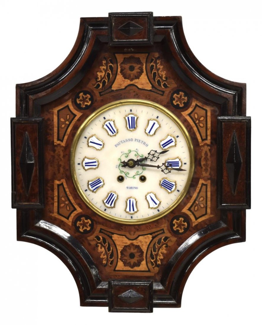 FRENCH NAPOLEON III MARQUETRY INLAID WALL CLOCK (1 of 5)