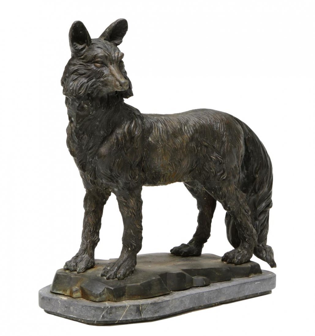 FIGURAL PATINATED BRONZE STATUE, STANDING FOX (1 of 4)
