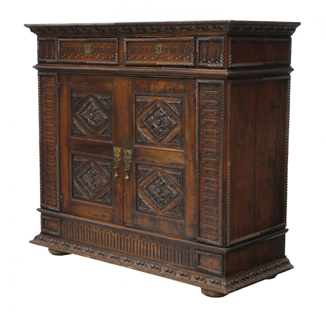 ITALIAN HEAVILY CARVED TWO DOOR CABINET (1 of 3)