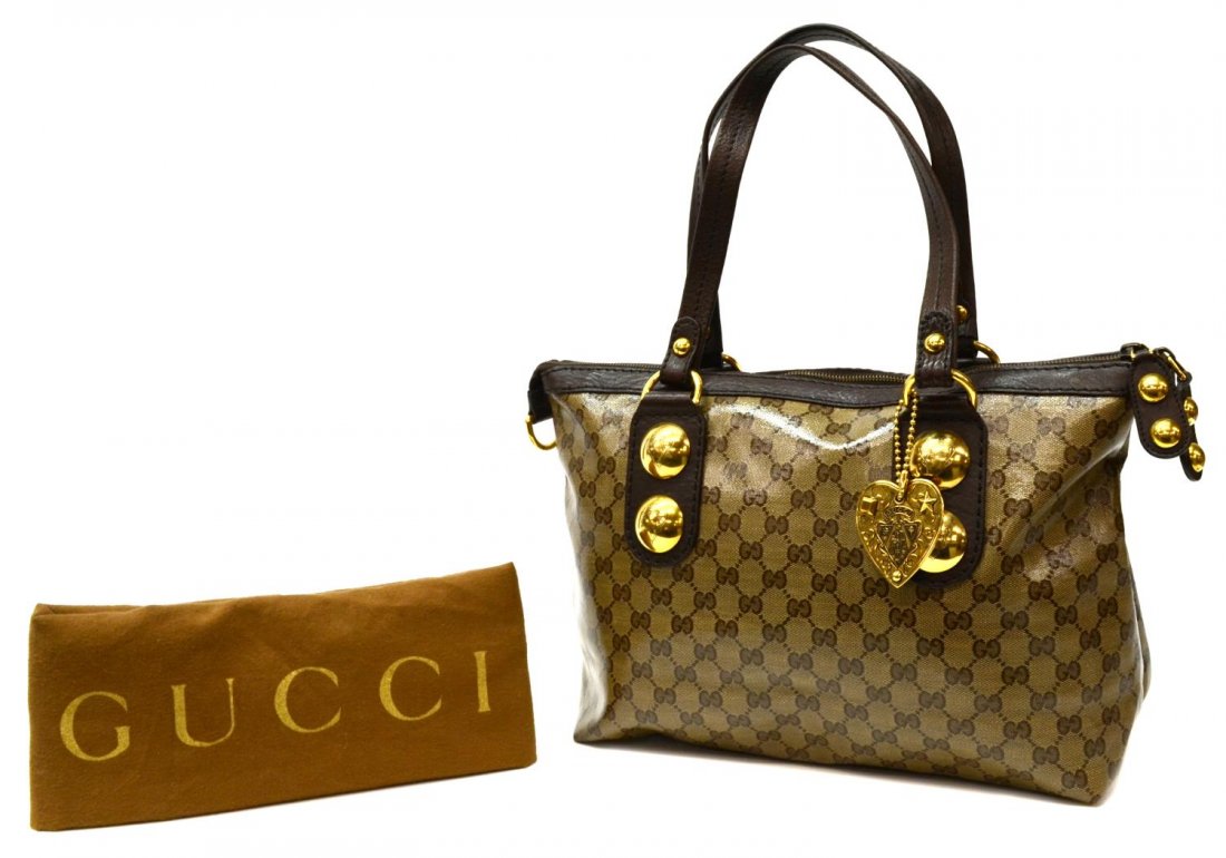 GUCCI BROWN MONOGRAM COATED CANVAS SHOULDER BAG (1 of 5)