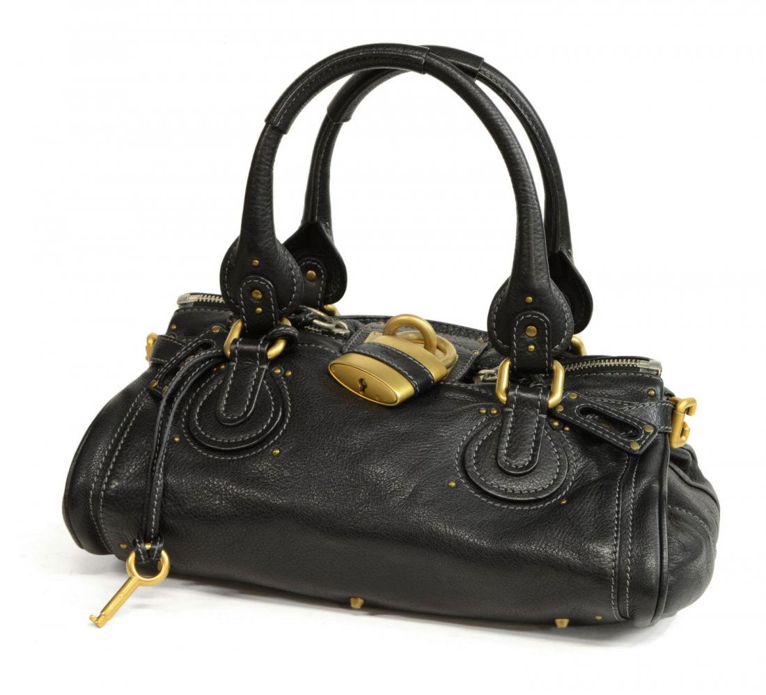 CHLOE PADDINGTON BLACK GRAINED LEATHER HANDBAG (1 of 5)