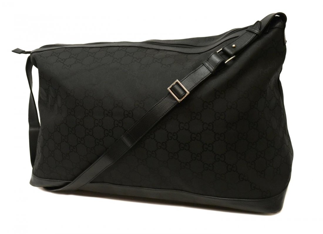 GUCCI BLACK MONOGRAM CANVAS TRAVEL DUFFLE BAG (1 of 5)