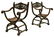 (PR) ITALIAN SAVANAROLA CARVED WALNUT ARM CHAIRS