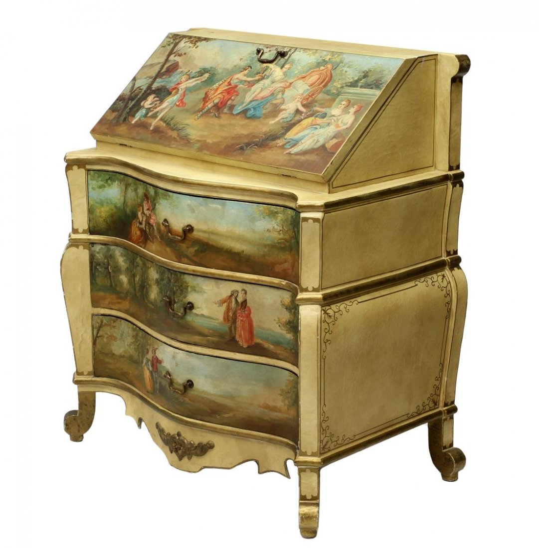 FIGURAL PAINTED THREE DRAWER BUREAU (1 of 3)