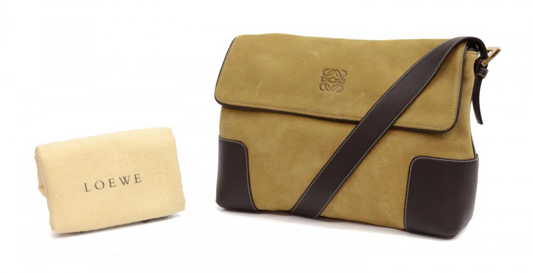 LOEWE SUEDE & BROWN LEATHER SHOULDER BAG (1 of 6)