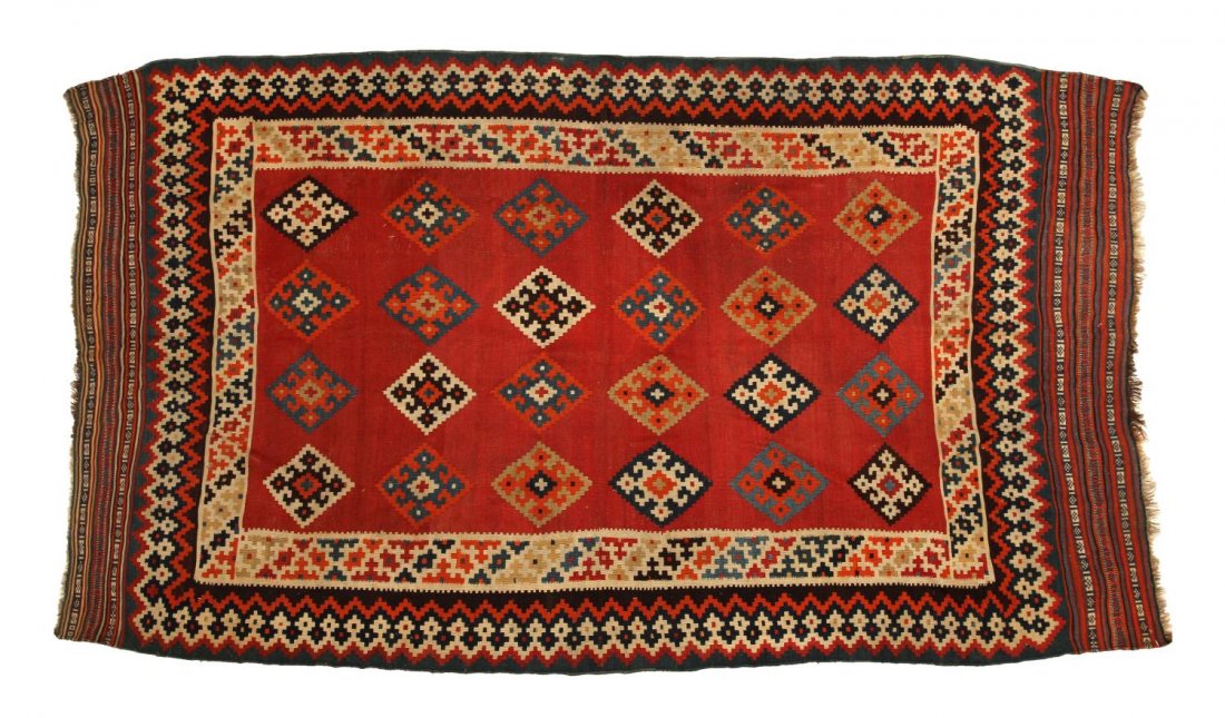 HAND TIED PERSIAN QASHQAI KILM RUG, 8'5" x 4'10" (1 of 2)
