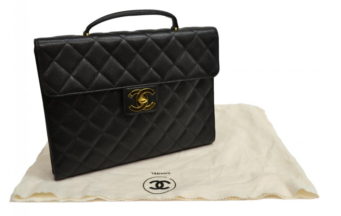 CHANEL BLACK QUILTED LEATHER PORTFOLIO BRIEFCASE (1 of 8)