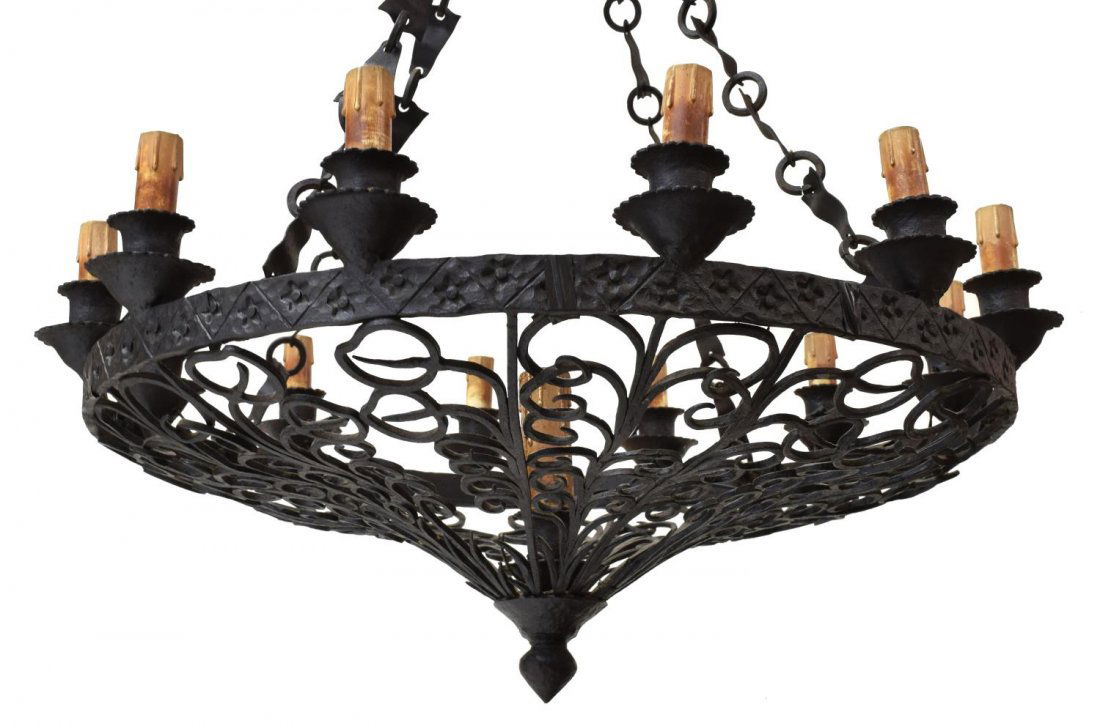 CONTINENTAL IRON 13-LIGHT CHANDELIER, EARLY 20TH C (1 of 2)