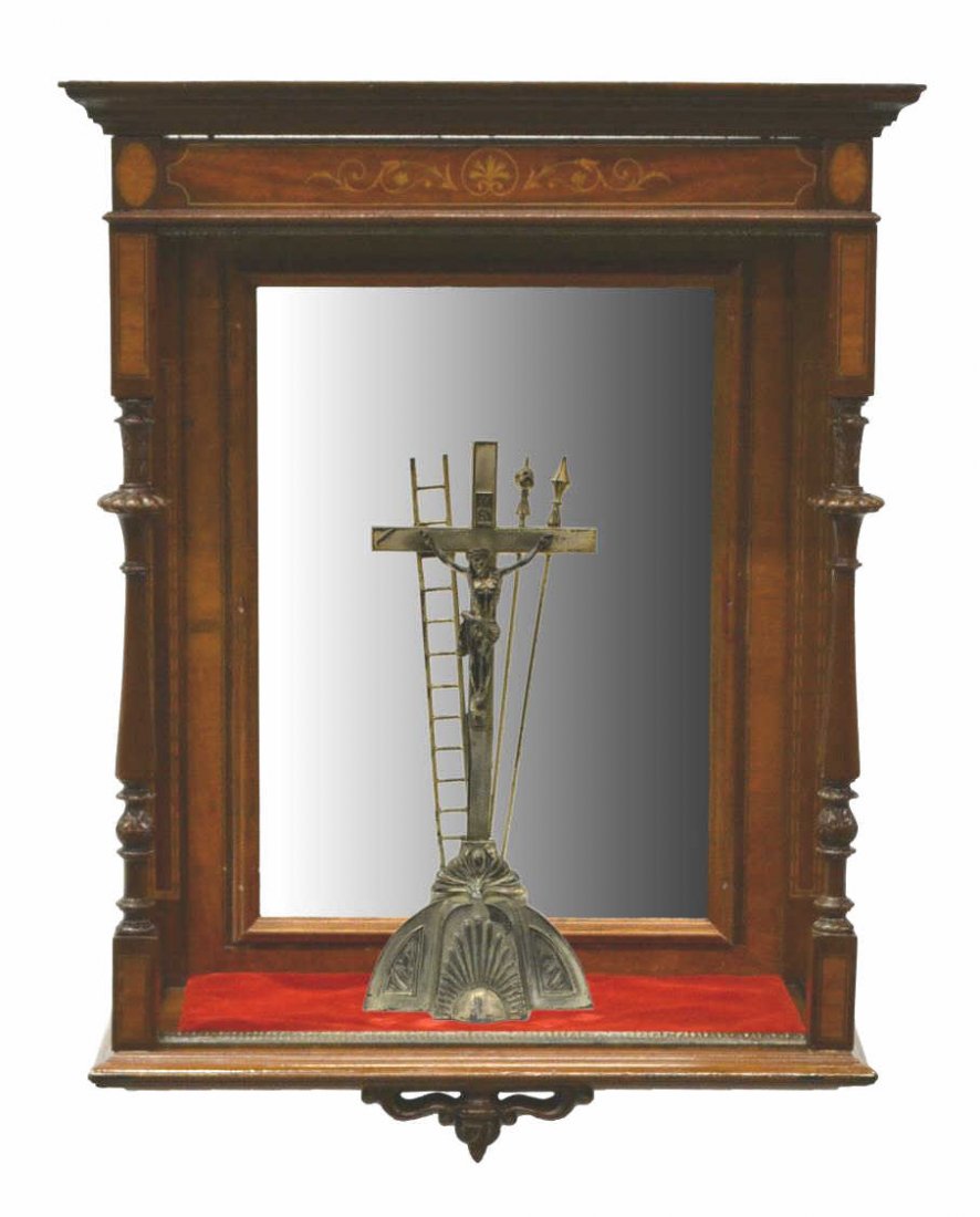 (2) CONTINENTAL INLAID MAHOGANY ALTER & CRUCIFIX (1 of 4)