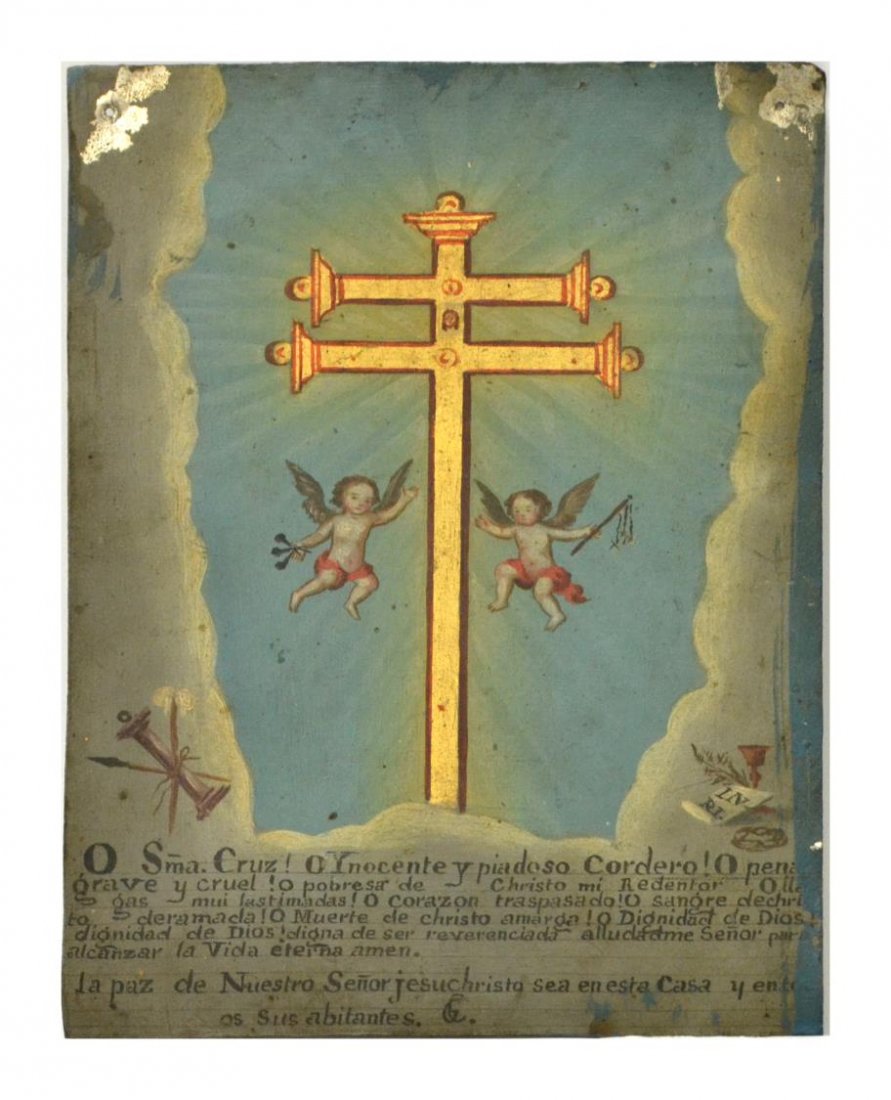 RELIGIOUS TIN RETABLO MEXICO, EX VOTO PRAYER (1 of 2)