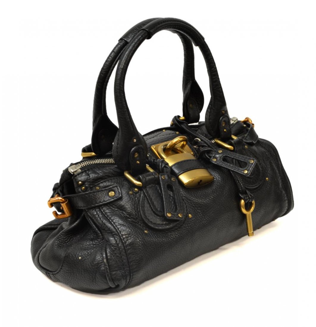 CHLOE BLACK GRAINED LEATHER PADDINGTON HANDBAG (1 of 5)