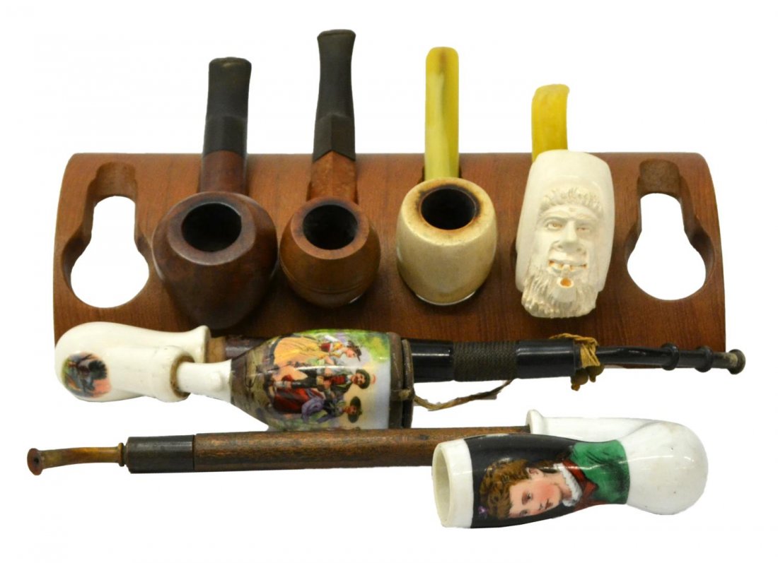 (6) COLLECTION OF VINTAGE TOBACCO PIPES (1 of 10)