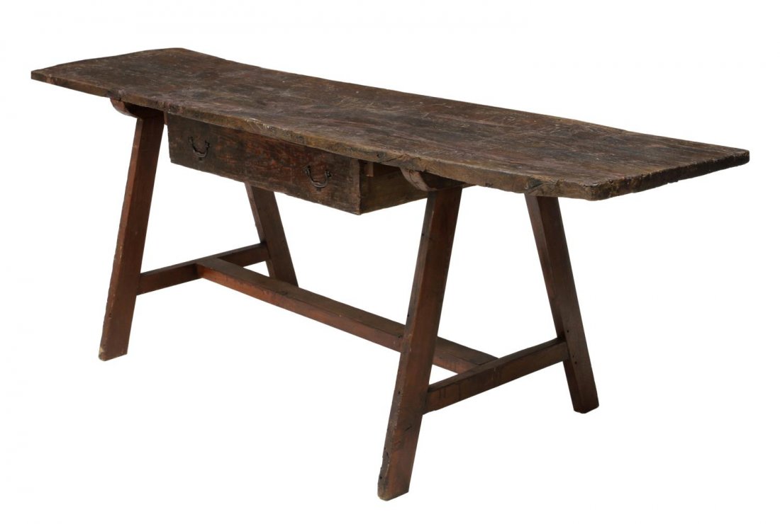 ITALIAN TUSCANY SINGLE-BOARD FARM TABLE, 18TH C. (1 of 4)