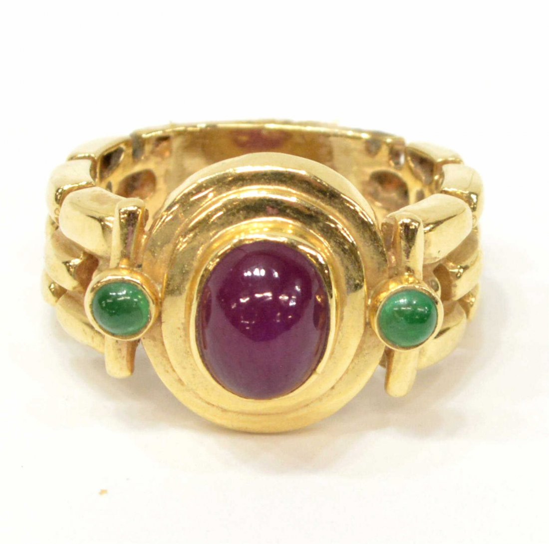 LADIES 14KT GOLD, RUBY & EMERALD ESTATE RING (1 of 4)