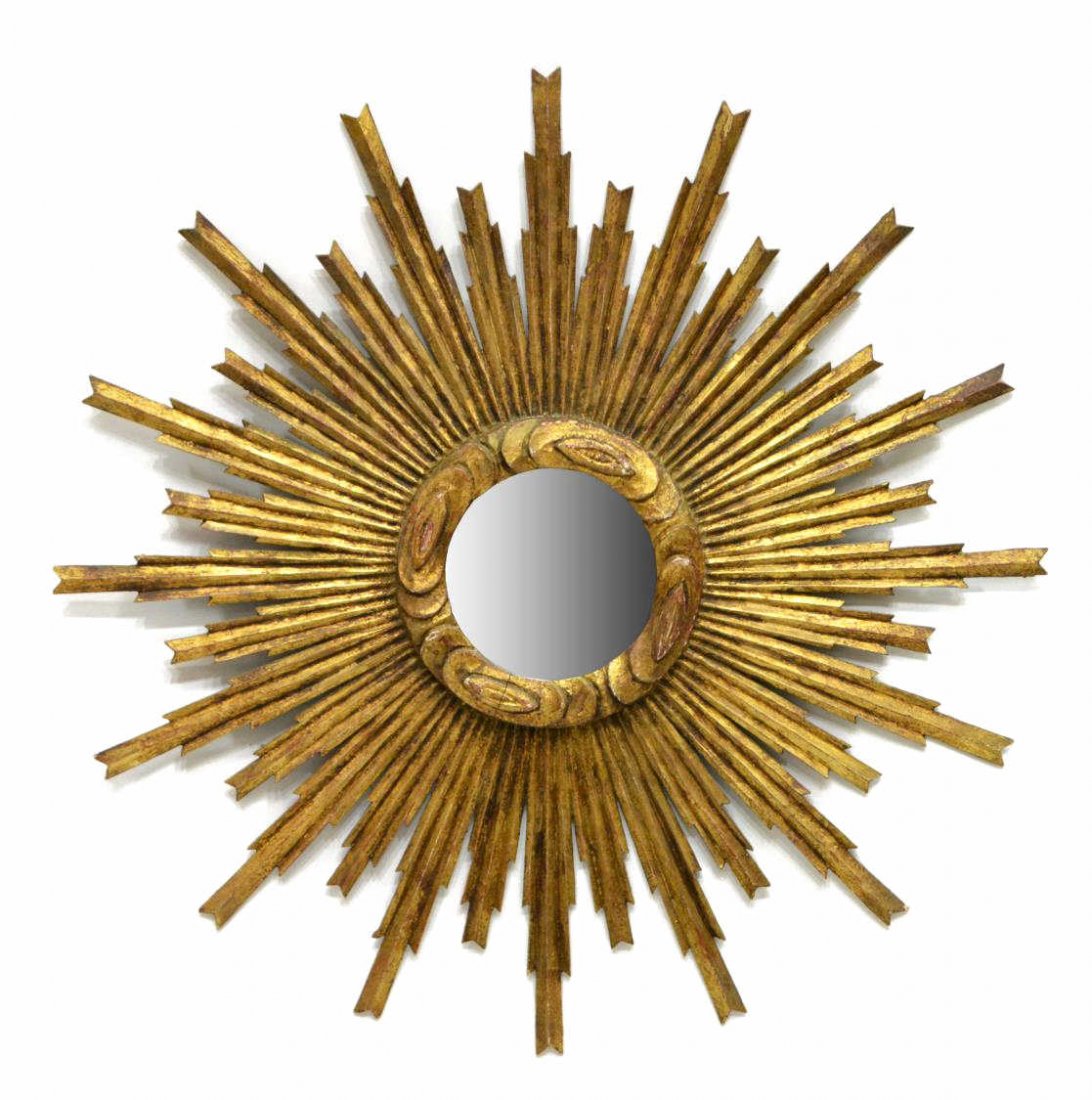 SPANISH ROUND GILTWOOD SUNBURST MIRROR (1 of 2)