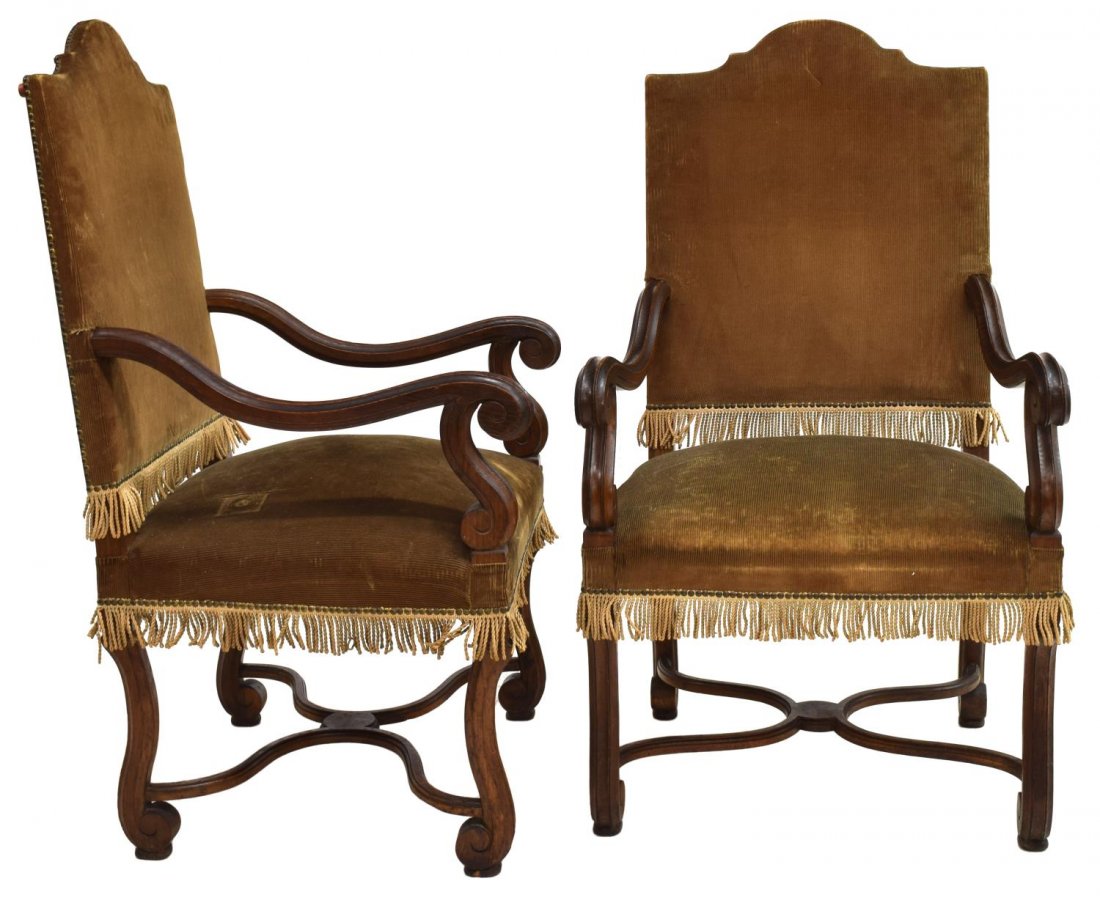 (2) SPANISH BAROQUE STYLE CARVED ARM CHAIRS (1 of 3)