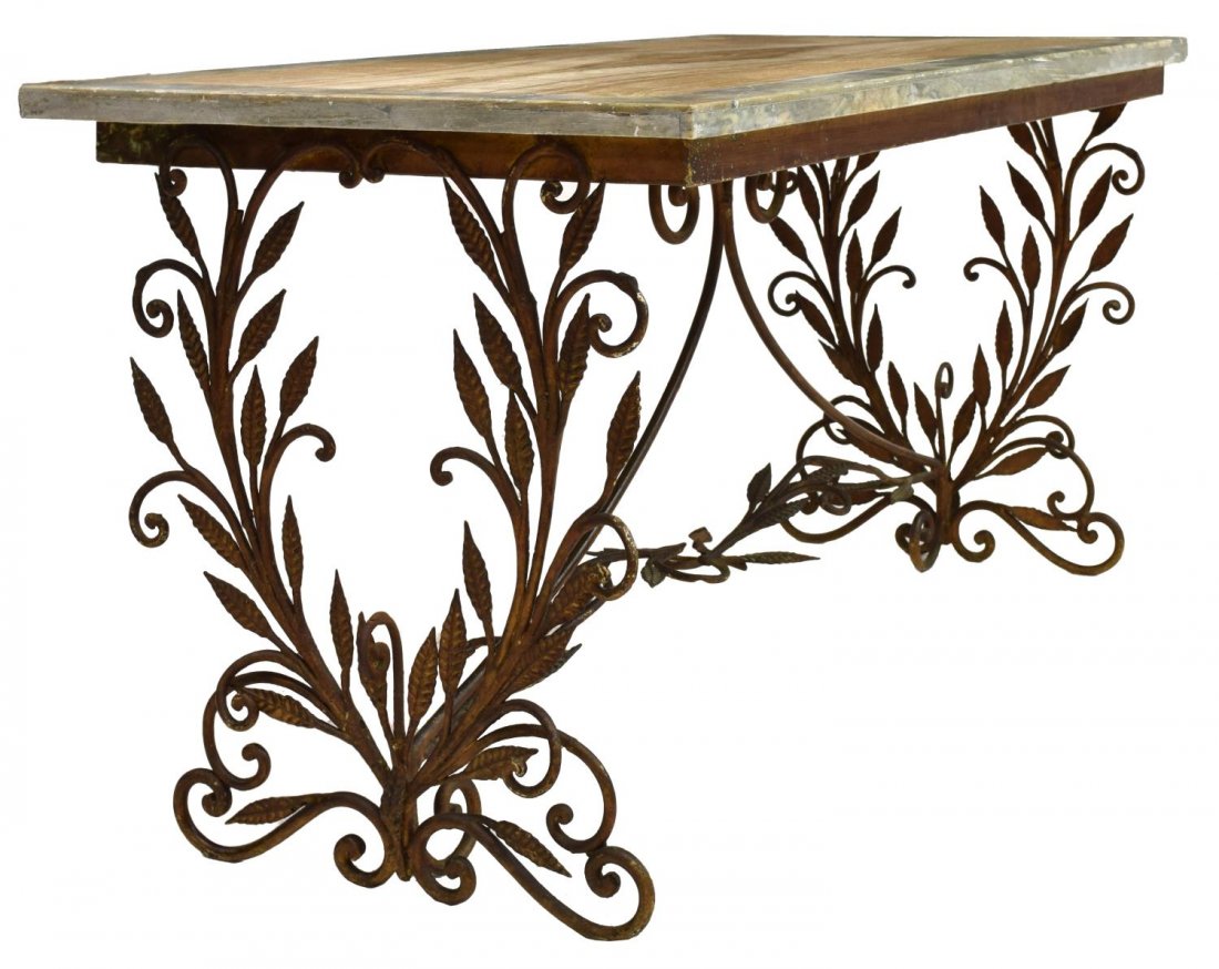 FRENCH MARBLE TOP IRON COFFEE TABLE, EARLY 20TH C (1 of 5)