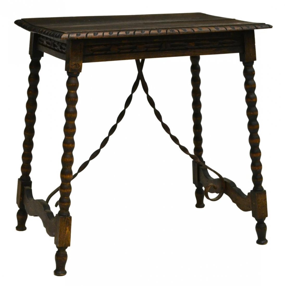 SPANISH BAROQUE STYLE SPOOL LEG SIDE TABLE (1 of 2)