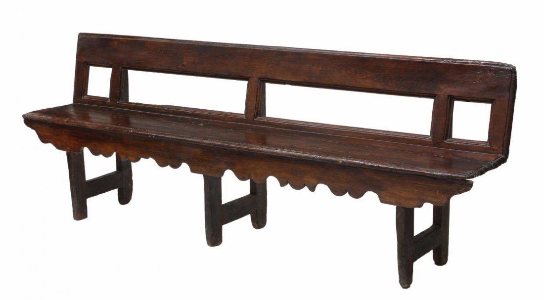 18TH C. RUSTIC SPANISH BAROQUE STYLE CARVED BENCH (1 of 3)