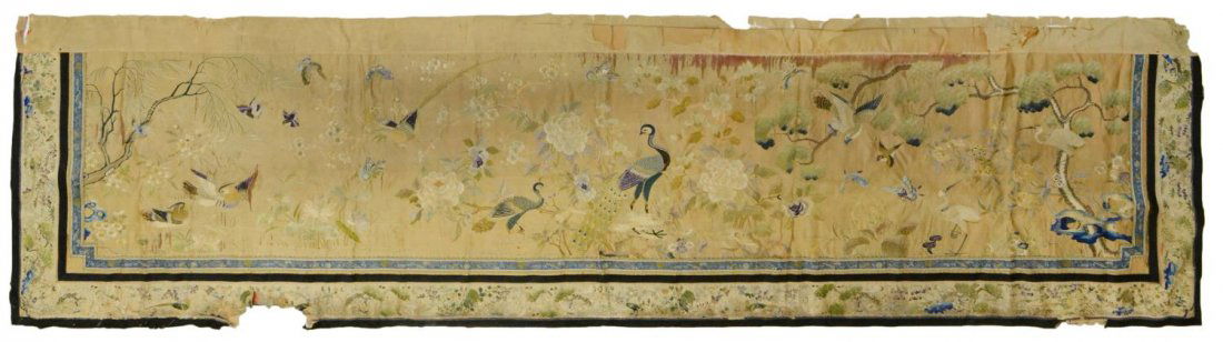 CHINESE EMBROIDERED SILK PANEL, 19TH C (1 of 7)