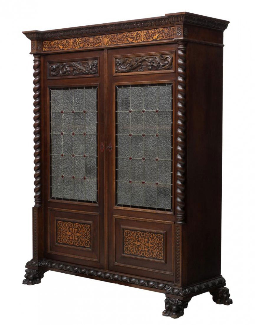 SPANISH LEADED GLASS DOOR BOOKCASE (1 of 5)