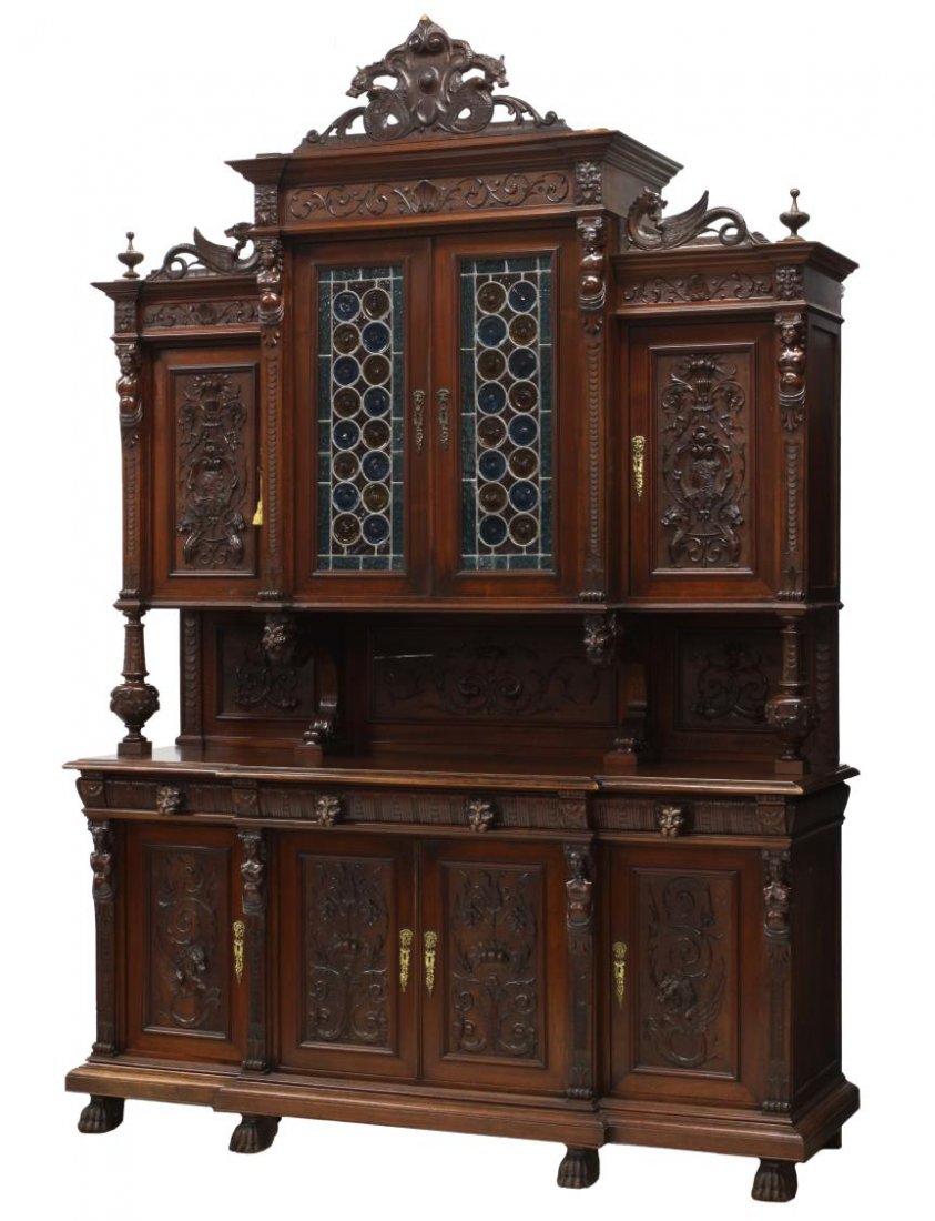 FRENCH RENAISSANCE REVIVAL STAINGLASS CABINET (1 of 6)