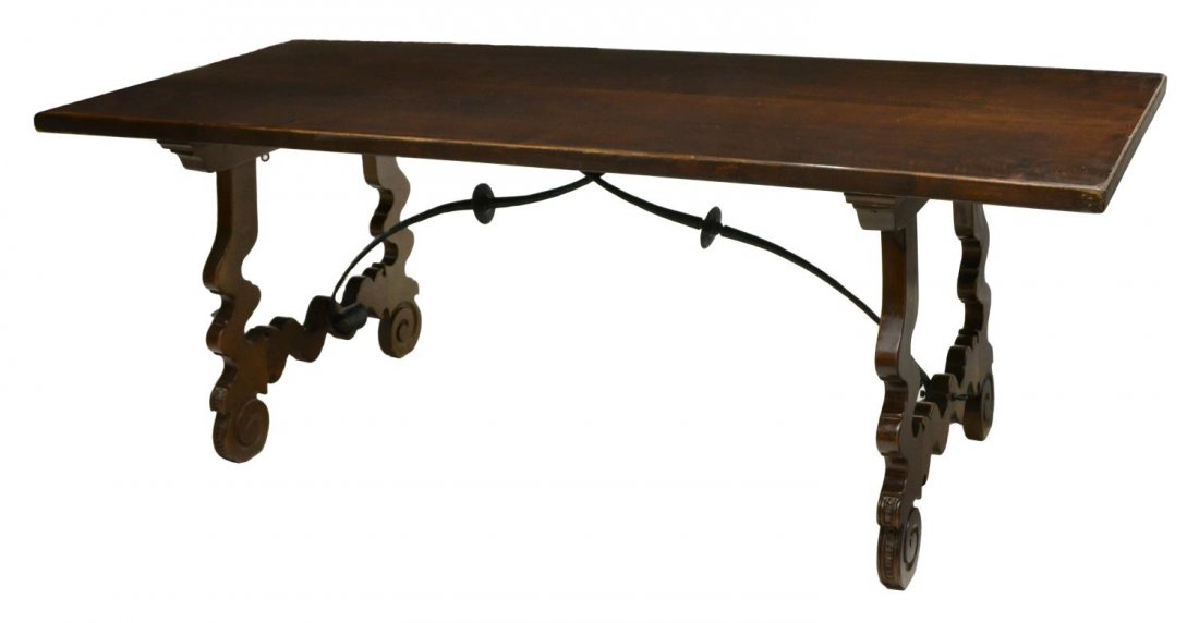 SPANISH BAROQUE STYLE IRON STRETCHER DINING TABLE (1 of 3)
